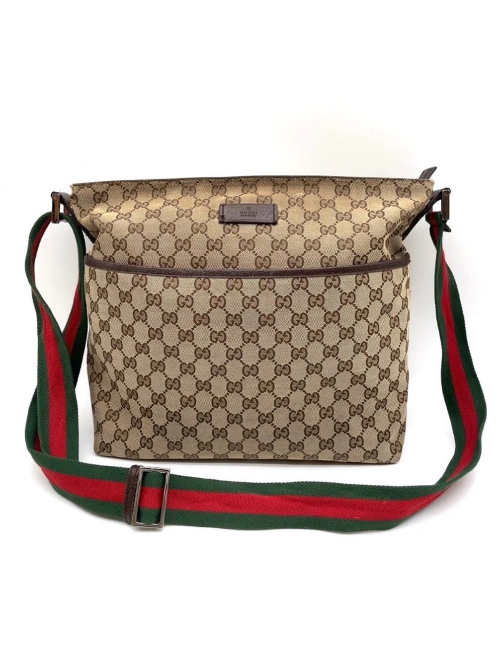 449. Gucci  GG Canvas Sherry Line Messenger Bag